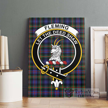 Fleming Tartan Canvas Print Wall Art with Family Crest