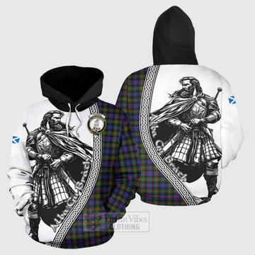 Fleming Tartan Clan Crest Hoodie with Highlander Warrior Celtic Style