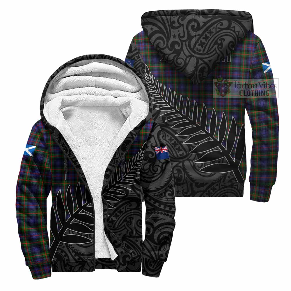 Tartan Vibes Clothing Fleming Crest Tartan Sherpa Hoodie with New Zealand Silver Fern Half Style