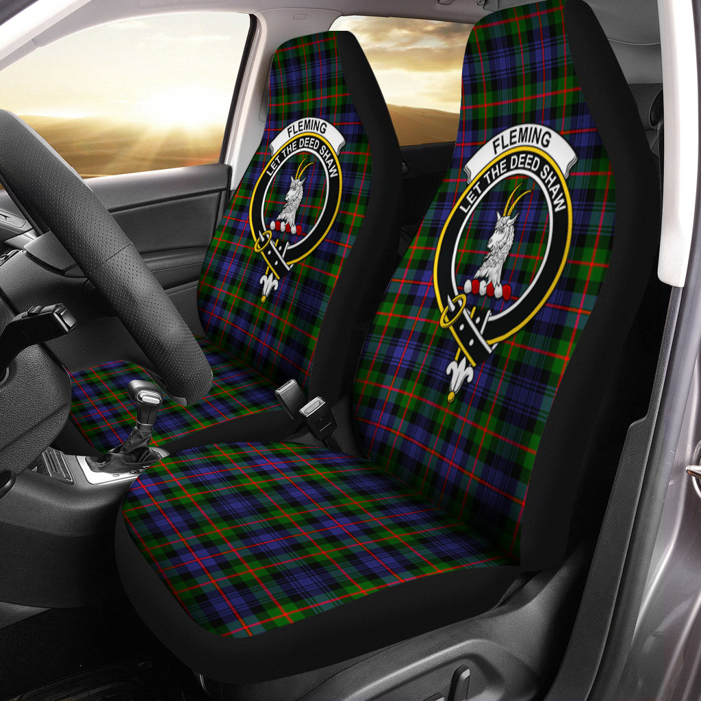 Fleming Tartan Car Seat Cover with Family Crest One Size - Tartanvibesclothing