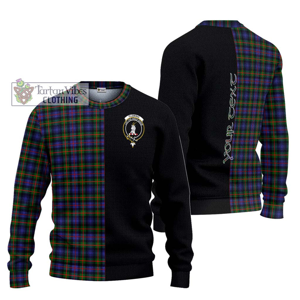 Fleming Tartan Knitted Sweater with Family Crest and Half Of Me Style Unisex - Tartanvibesclothing Shop