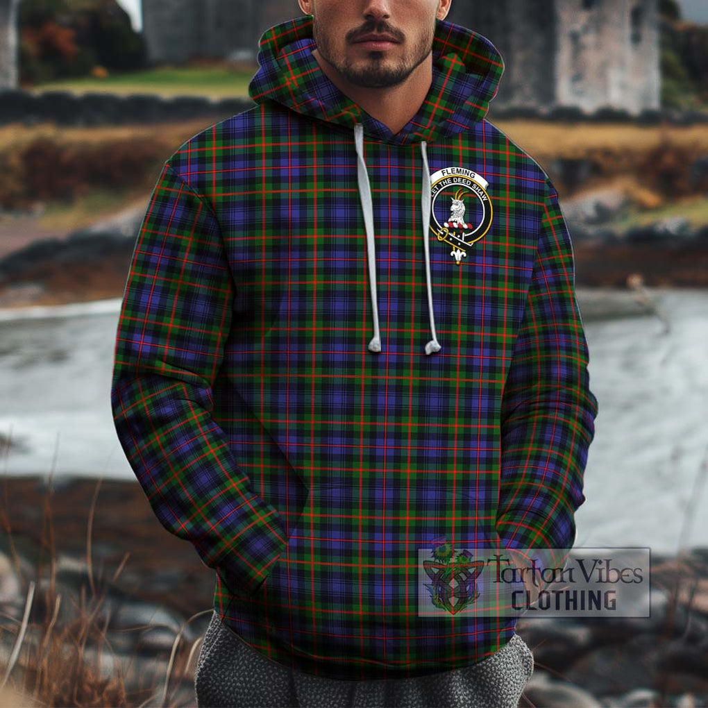 Fleming Tartan Cotton Hoodie with Family Crest Pullover Hoodie XS - Tartan Vibes Clothing