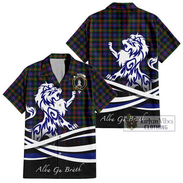 Fleming Tartan Short Sleeve Button Shirt with Alba Gu Brath Regal Lion Emblem