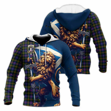 Fleming Tartan Family Crest Knitted Hoodie with Scottish Majestic Lion