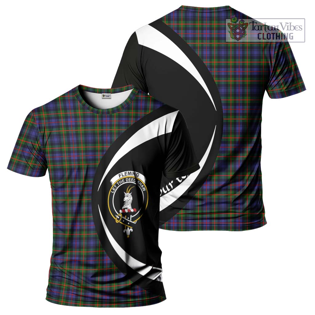 Tartan Vibes Clothing Fleming Tartan T-Shirt with Family Crest Circle Style