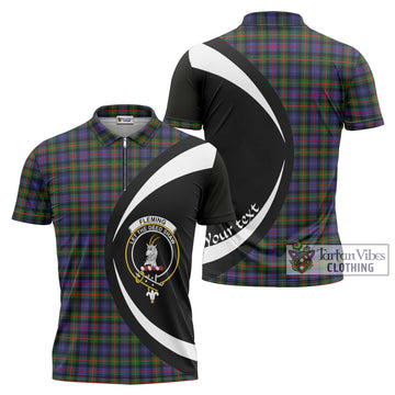 Fleming Tartan Zipper Polo Shirt with Family Crest Circle Style