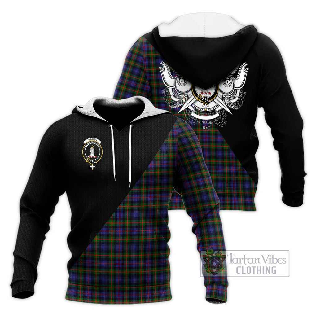 Fleming Tartan Knitted Hoodie with Family Crest and Military Logo Style Unisex Knitted Pullover Hoodie - Tartanvibesclothing Shop