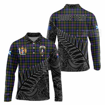 Fleming Crest Tartan Long Sleeve Polo Shirt with New Zealand Silver Fern Half Style