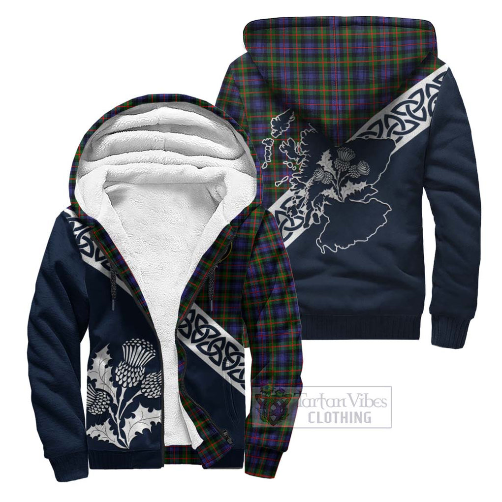 Tartan Vibes Clothing Fleming Tartan Sherpa Hoodie Featuring Thistle and Scotland Map