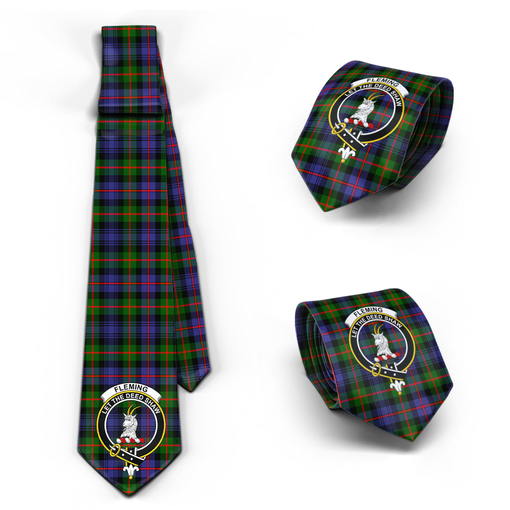 Fleming Tartan Classic Necktie with Family Crest Necktie One Size - Tartan Vibes Clothing