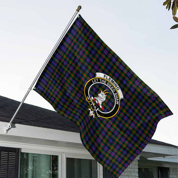 Fleming Tartan House Flag with Family Crest