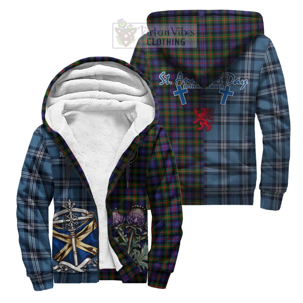 Tartan Vibes Clothing Fleming Tartan Sherpa Hoodie Happy St. Andrew's Day Half Tartan Style