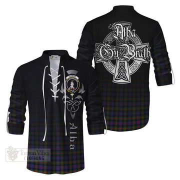 Fleming Tartan Ghillie Kilt Shirt Featuring Alba Gu Brath Family Crest Celtic Inspired