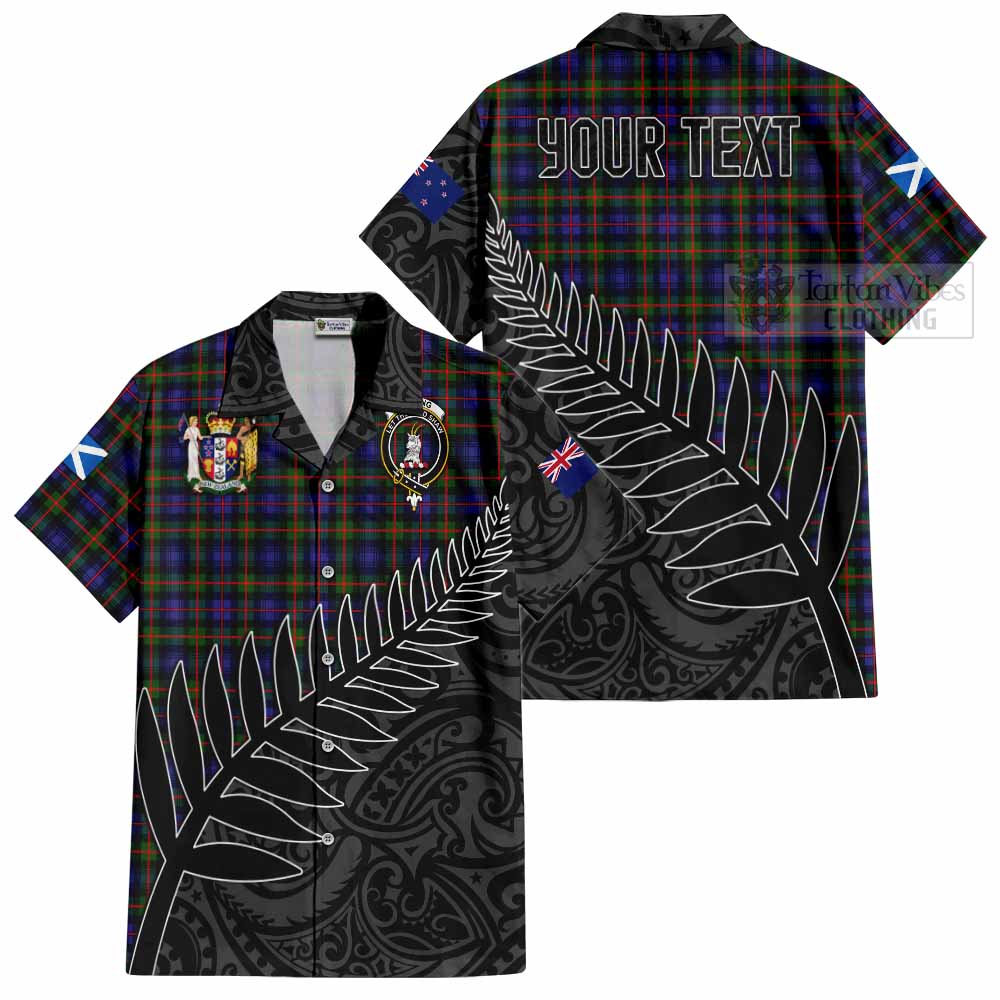 Tartan Vibes Clothing Fleming Crest Tartan Short Sleeve Button Shirt with New Zealand Silver Fern Half Style