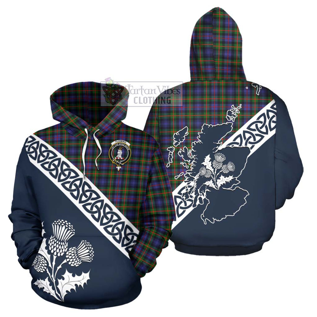 Tartan Vibes Clothing Fleming Tartan Hoodie Featuring Thistle and Scotland Map