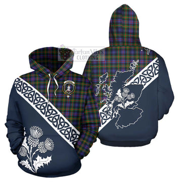 Fleming Tartan Hoodie Featuring Thistle and Scotland Map