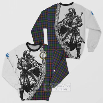 Fleming Tartan Clan Crest Sweatshirt with Highlander Warrior Celtic Style