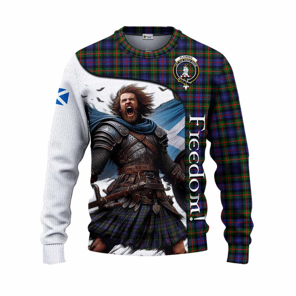 Tartan Vibes Clothing Fleming Crest Tartan Knitted Sweater Inspired by the Freedom of Scottish Warrior