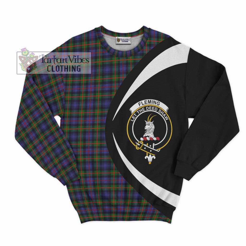 Fleming Tartan Sweatshirt with Family Crest Circle Style Unisex - Tartan Vibes Clothing