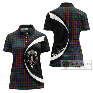 Fleming Tartan Women's Polo Shirt with Family Crest Circle Style