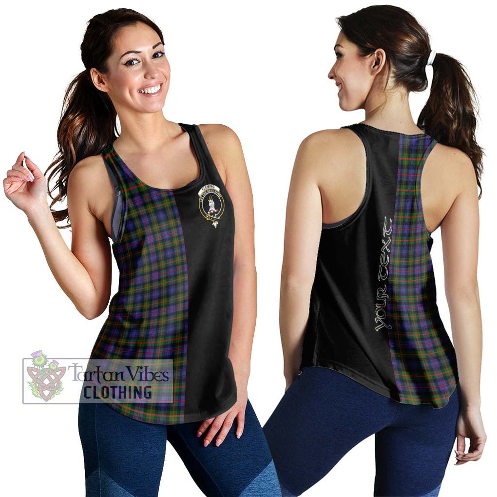 Fleming Tartan Women's Racerback Tanks with Family Crest and Half Of Me Style 4XL - Tartanvibesclothing Shop