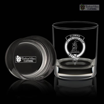 Fleming Clan Crest Engraved Whiskey Glass One Size Engraved Glass - 2D-tartanvibesclothing