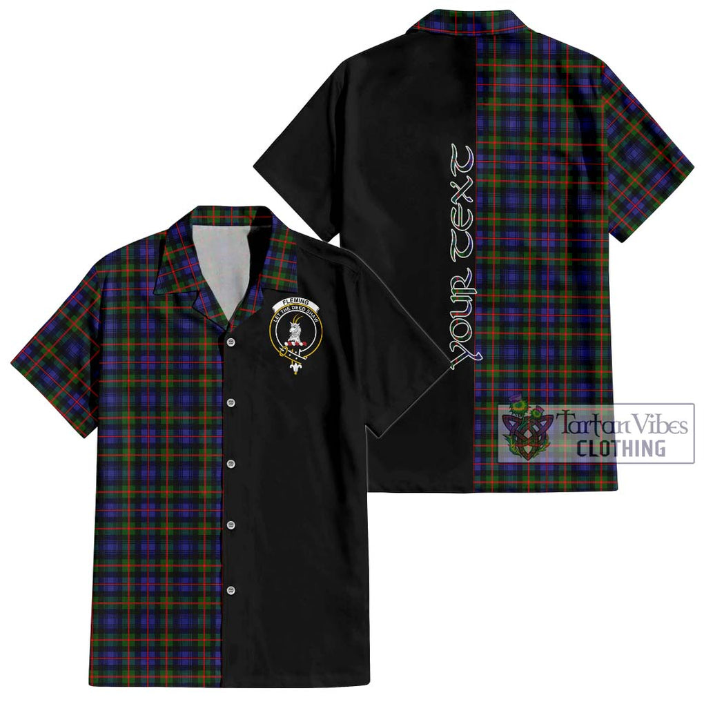 Fleming Tartan Short Sleeve Button Shirt with Family Crest and Half Of Me Style Kid - Tartanvibesclothing Shop