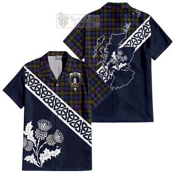 Fleming Tartan Short Sleeve Button Shirt Featuring Thistle and Scotland Map