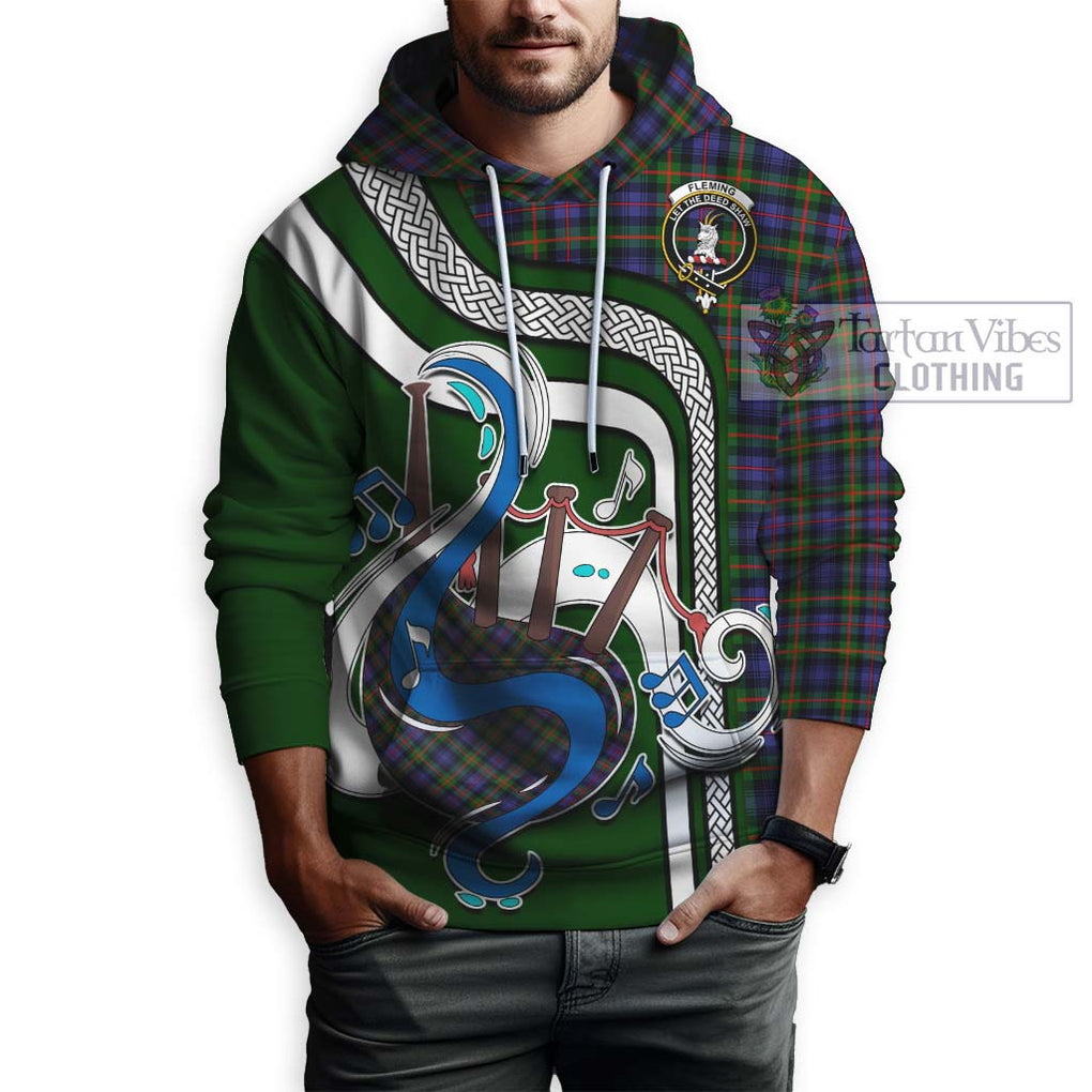 Fleming Tartan Hoodie with Epic Bagpipe Style Zip Hoodie - Tartanvibesclothing Shop