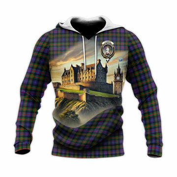 Fleming Tartan Family Crest Knitted Hoodie with Scottish Ancient Castle Style Unisex Knitted Pullover Hoodie - Tartan Vibes Clothing