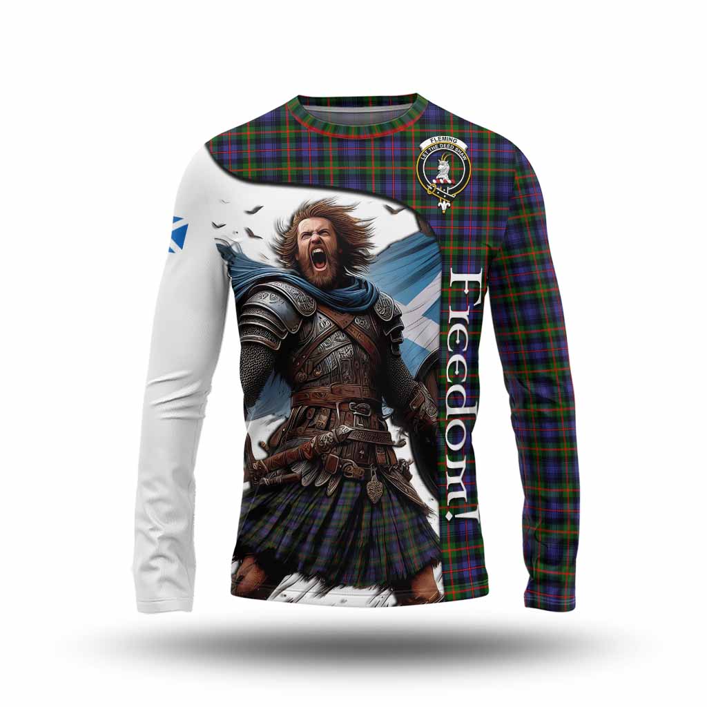 Tartan Vibes Clothing Fleming Crest Tartan Long Sleeve T-Shirt Inspired by the Freedom of Scottish Warrior