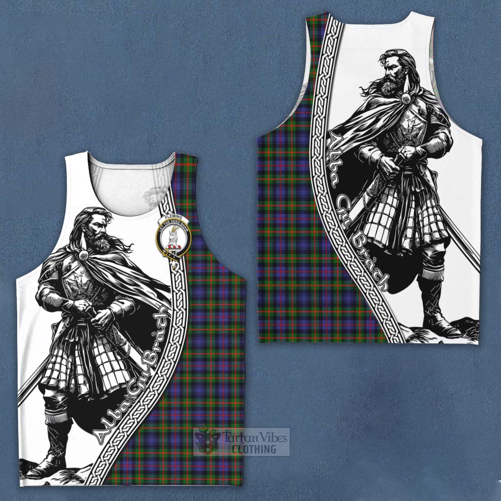 Tartan Vibes Clothing Fleming Tartan Clan Crest Men's Tank Top with Highlander Warrior Celtic Style