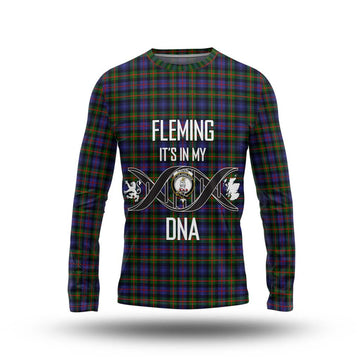 Fleming Tartan Long Sleeve T-Shirt with Family Crest DNA In Me Style