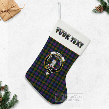 Fleming Tartan Family Crest Christmas Stocking with Personalized Text