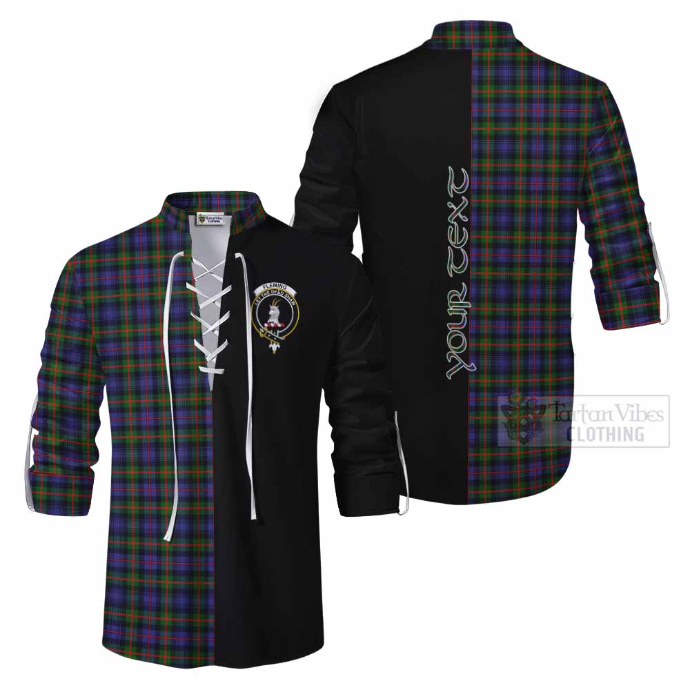 Tartan Vibes Clothing Fleming Tartan Ghillie Kilt Shirt with Family Crest and Half Of Me Style