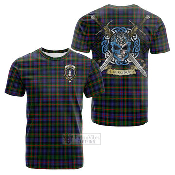 Fleming Tartan Cotton T-shirt with Family Crest Celtic Skull Style