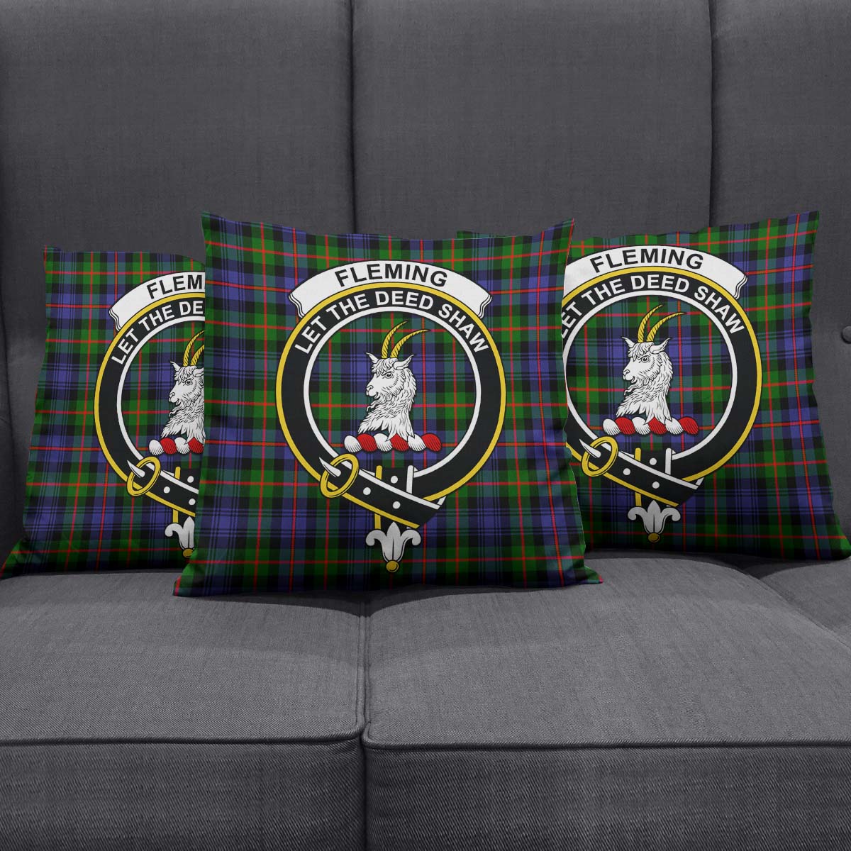 Fleming Tartan Pillow Cover with Family Crest Rectangle Pillow Cover 51*91cm - Tartan Vibes Clothing