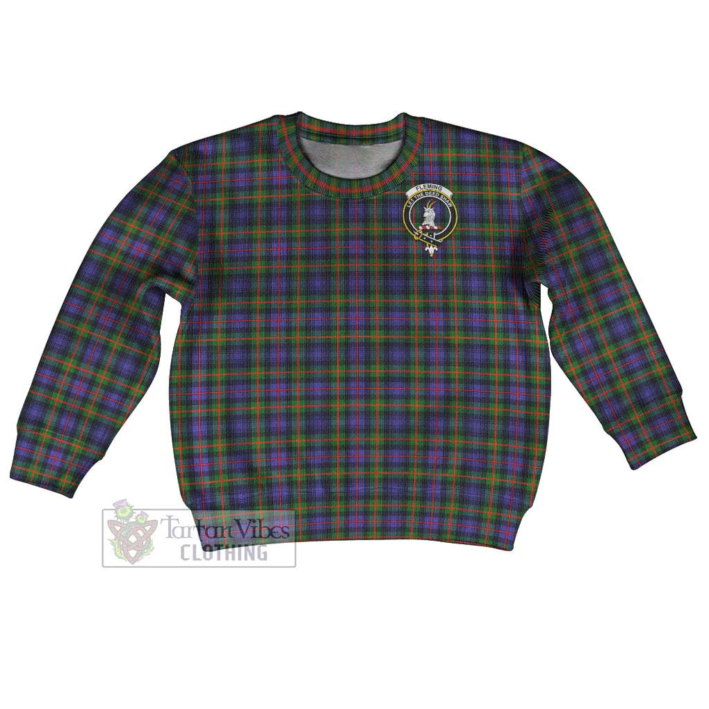 Tartan Vibes Clothing Fleming Tartan Kid Ugly Sweater with Family Crest