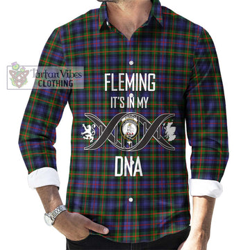 Fleming Tartan Long Sleeve Button Shirt with Family Crest DNA In Me Style