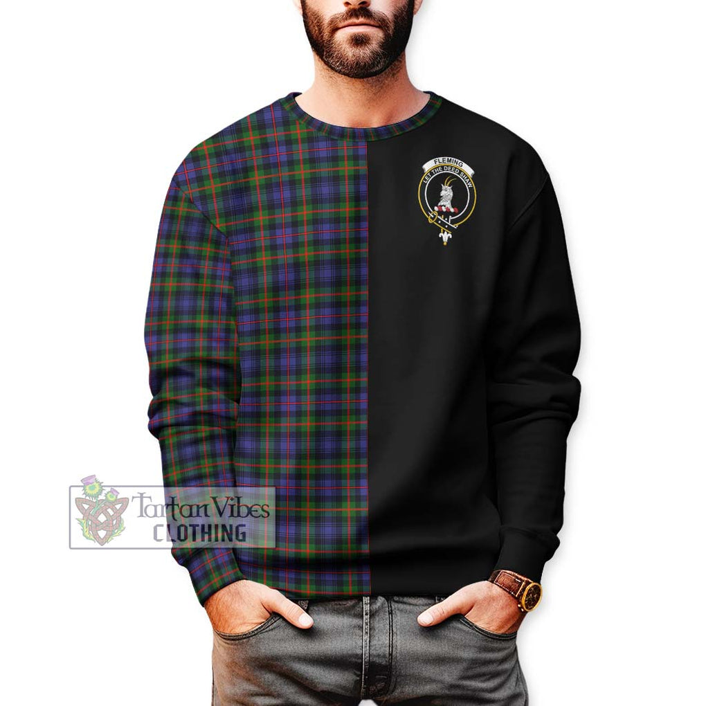 Fleming Tartan Sweatshirt with Family Crest and Half Of Me Style Unisex - Tartanvibesclothing Shop