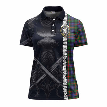 Fleming Tartan Women's Polo Shirt with Family Crest Cross Sword Thistle Celtic Vibes