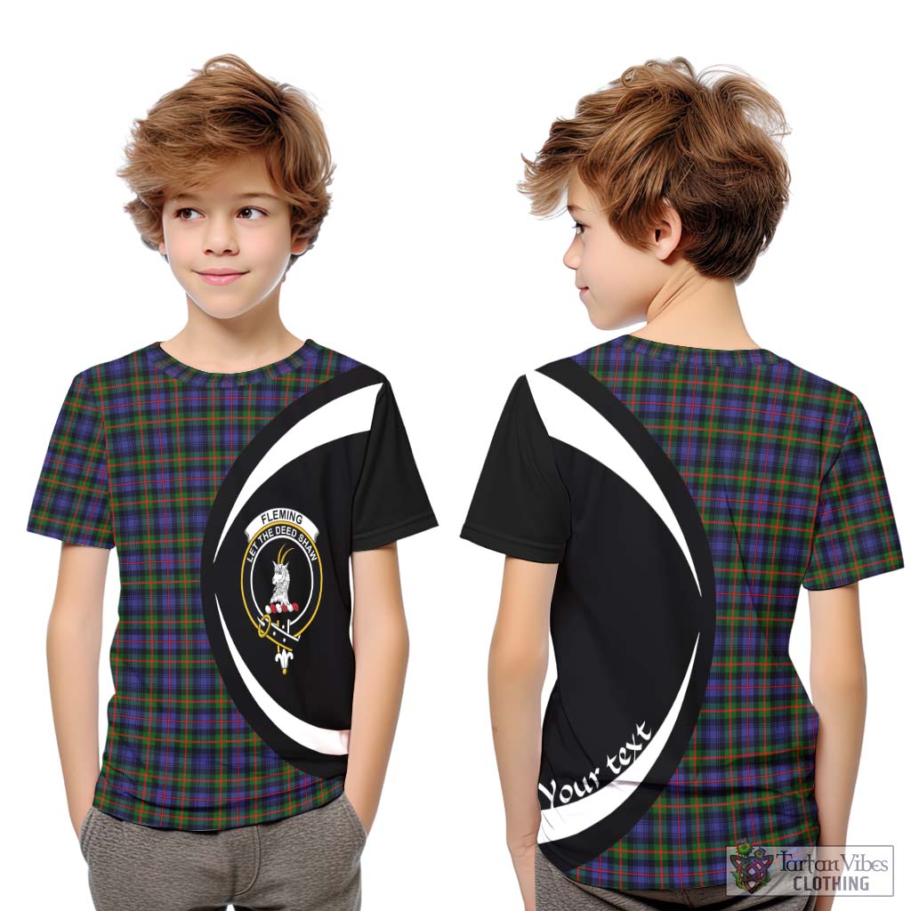 Fleming Tartan Kid T-Shirt with Family Crest Circle Style Youth XL Size14 - Tartan Vibes Clothing