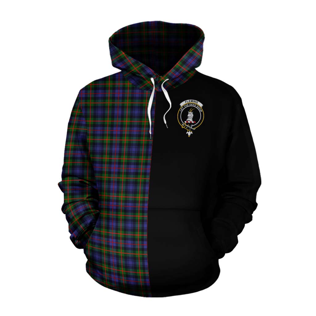 Tartan Vibes Clothing Fleming Tartan Cotton Hoodie with Family Crest and Half Of Me Style