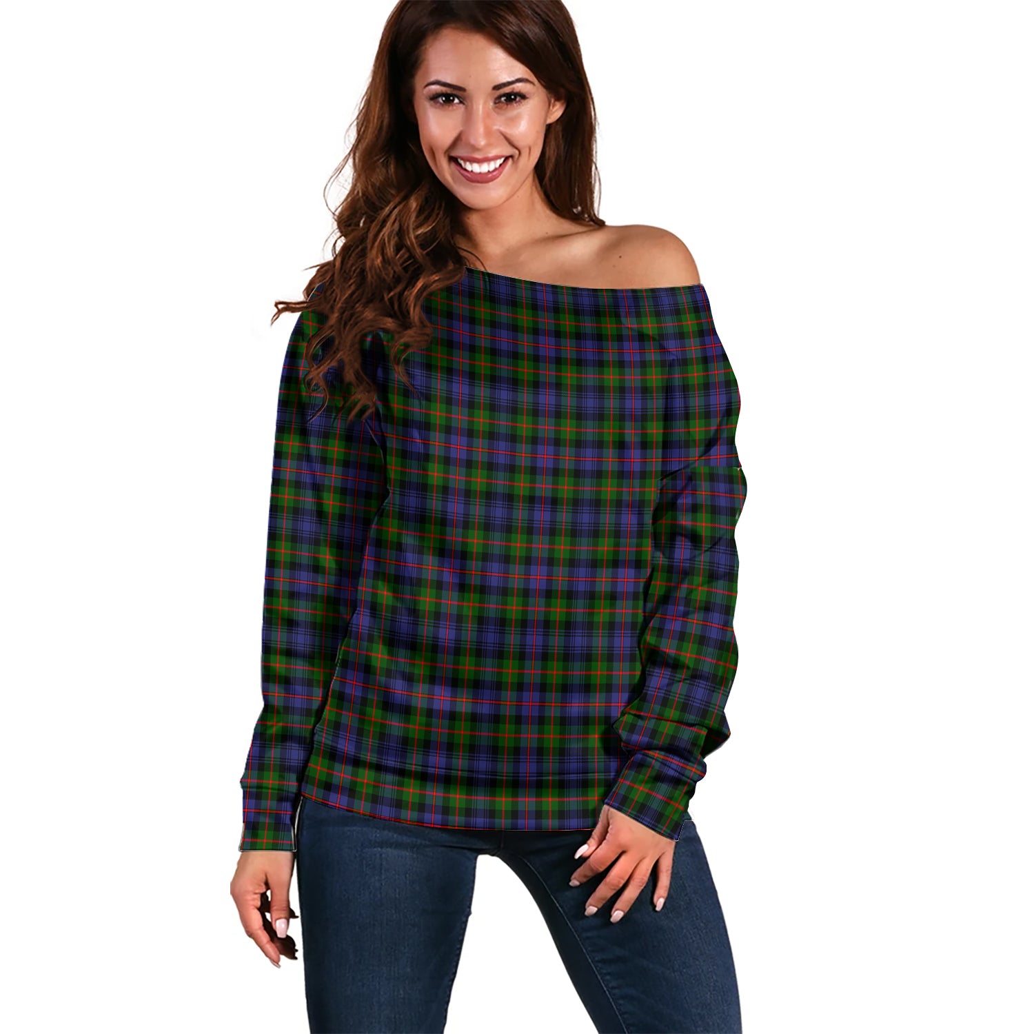 Fleming Tartan Off Shoulder Women Sweater Women - Tartanvibesclothing