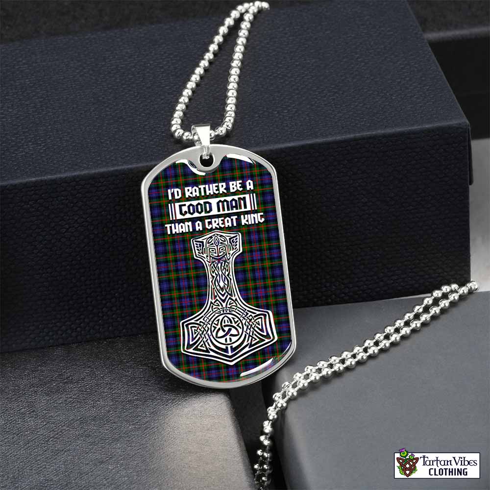 Tartan Vibes Clothing Fleming Tartan Dog Tag Necklace Viking Mjolnir Style