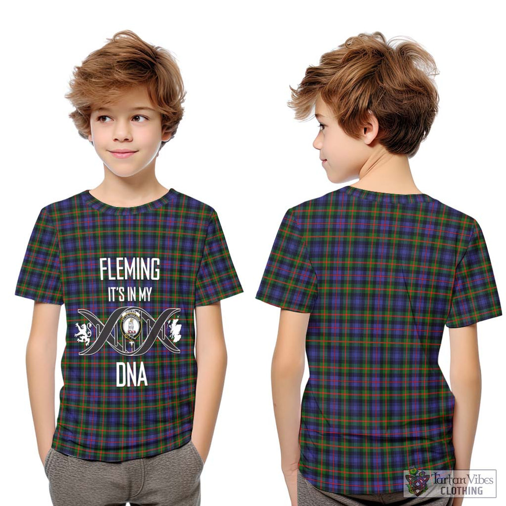 Fleming Tartan Kid T-Shirt with Family Crest DNA In Me Style Youth XL Size14 - Tartanvibesclothing Shop