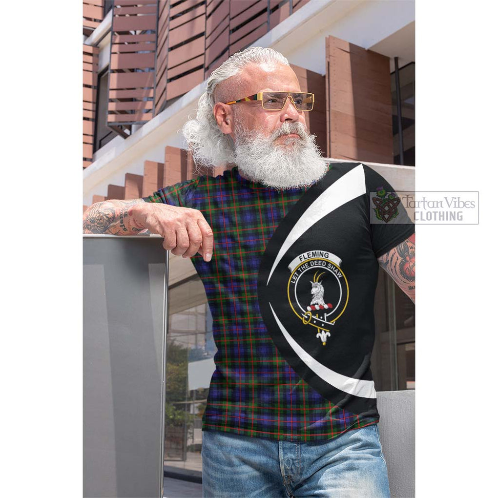 Tartan Vibes Clothing Fleming Tartan Cotton T-shirt with Family Crest Circle Style