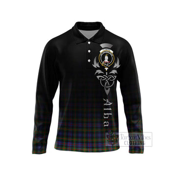 Fleming Tartan Long Sleeve Polo Shirt Featuring Alba Gu Brath Family Crest Celtic Inspired