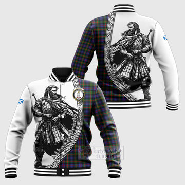 Fleming Tartan Clan Crest Baseball Jacket with Highlander Warrior Celtic Style