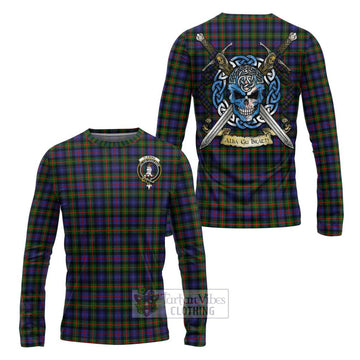 Fleming Tartan Long Sleeve T-Shirt with Family Crest Celtic Skull Style